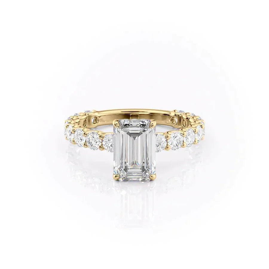 4.00 CT The Adelle Emerald Pave Diamonds Set Engagement Ring