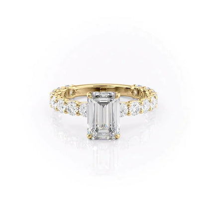 4.00 CT The Adelle Emerald Pave Diamonds Set Engagement Ring