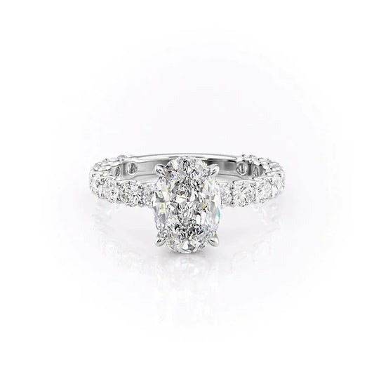 4.00 CT The Adelle Oval Pave Diamonds, Set Engagement Ring