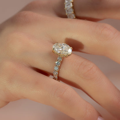 4.00 CT The Adelle Oval Pave Diamonds, Set Engagement Ring