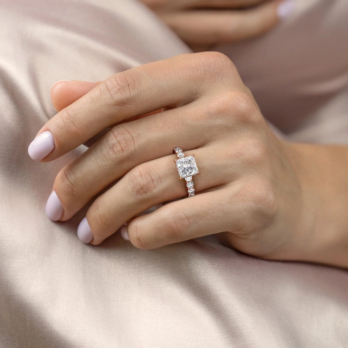 4.00 CT The Adelle Princess Pave Diamonds, Set Engagement Ring