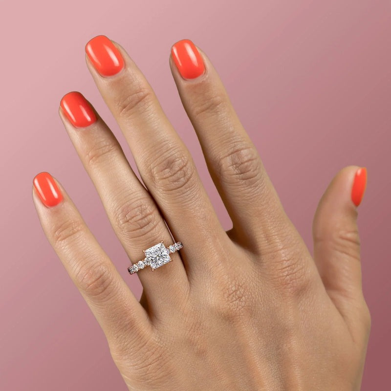 4.00 CT The Adelle Princess Pave Diamonds, Set Engagement Ring