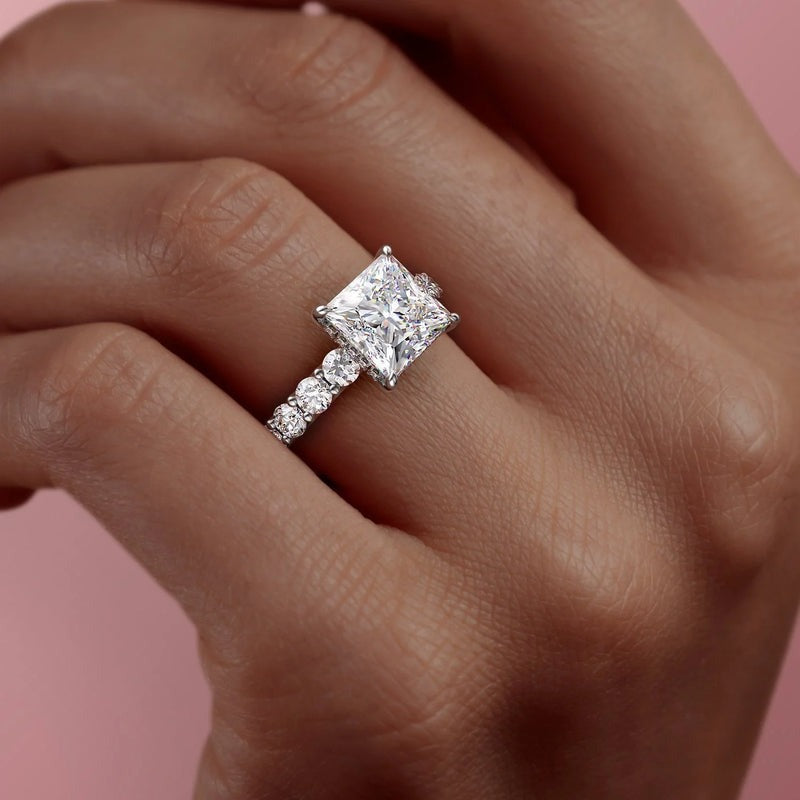 4.00 CT The Adelle Princess Pave Diamonds, Set Engagement Ring