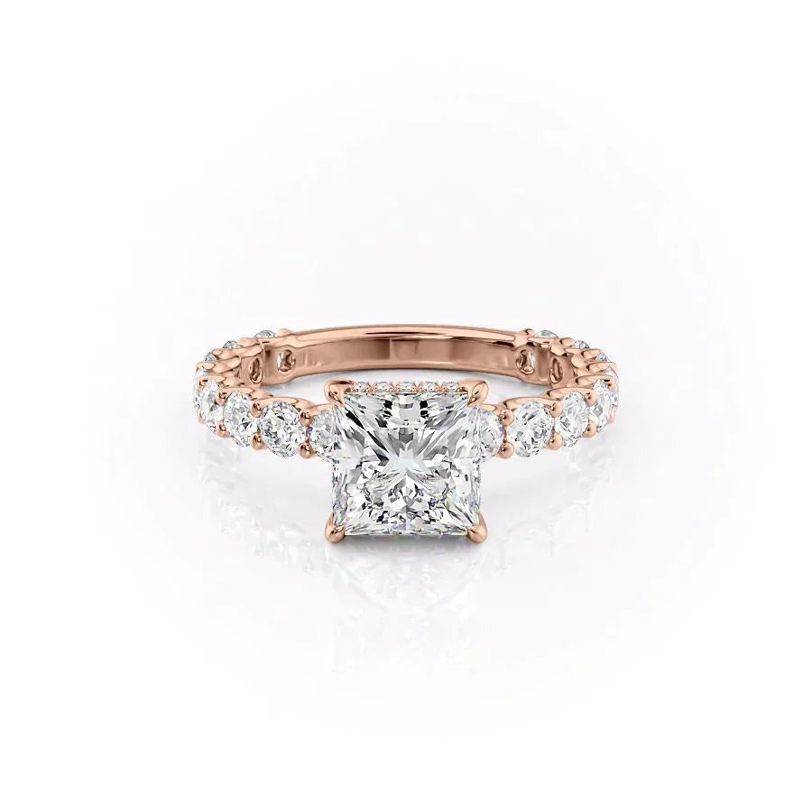 4.00 CT The Adelle Princess Pave Diamonds, Set Engagement Ring