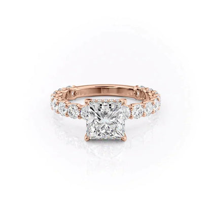 4.00 CT The Adelle Princess Pave Diamonds, Set Engagement Ring