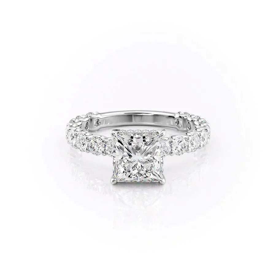 4.00 CT The Adelle Princess Pave Diamonds, Set Engagement Ring