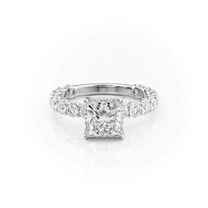 4.00 CT The Adelle Princess Pave Diamonds, Set Engagement Ring