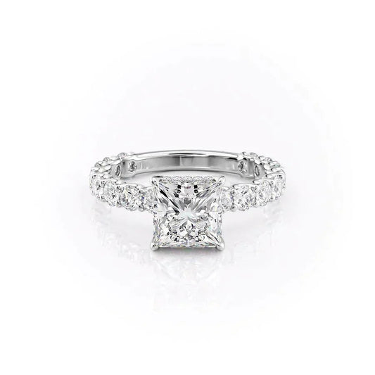4.00 CT The Adelle Princess Pave Diamonds, Set Engagement Ring
