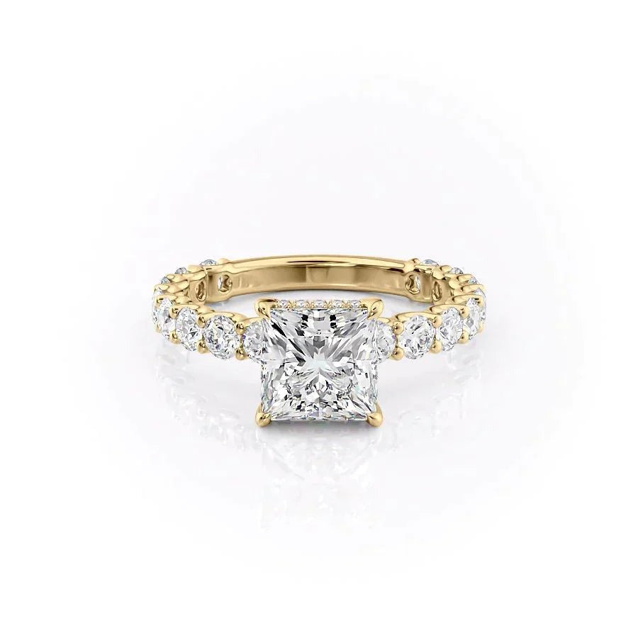 4.00 CT The Adelle Princess Pave Diamonds, Set Engagement Ring