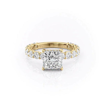 4.00 CT The Adelle Princess Pave Diamonds, Set Engagement Ring