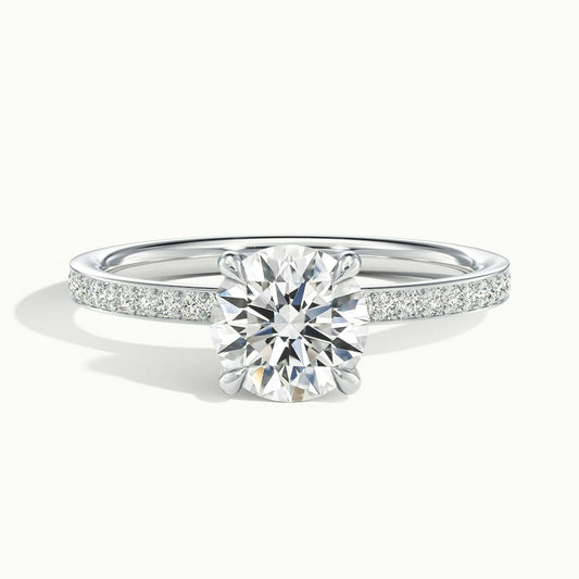2.50 Ct In Round Bardot Scallop Engagement Ring
