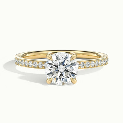 2.50 Ct In Round Bardot Scallop Engagement Ring