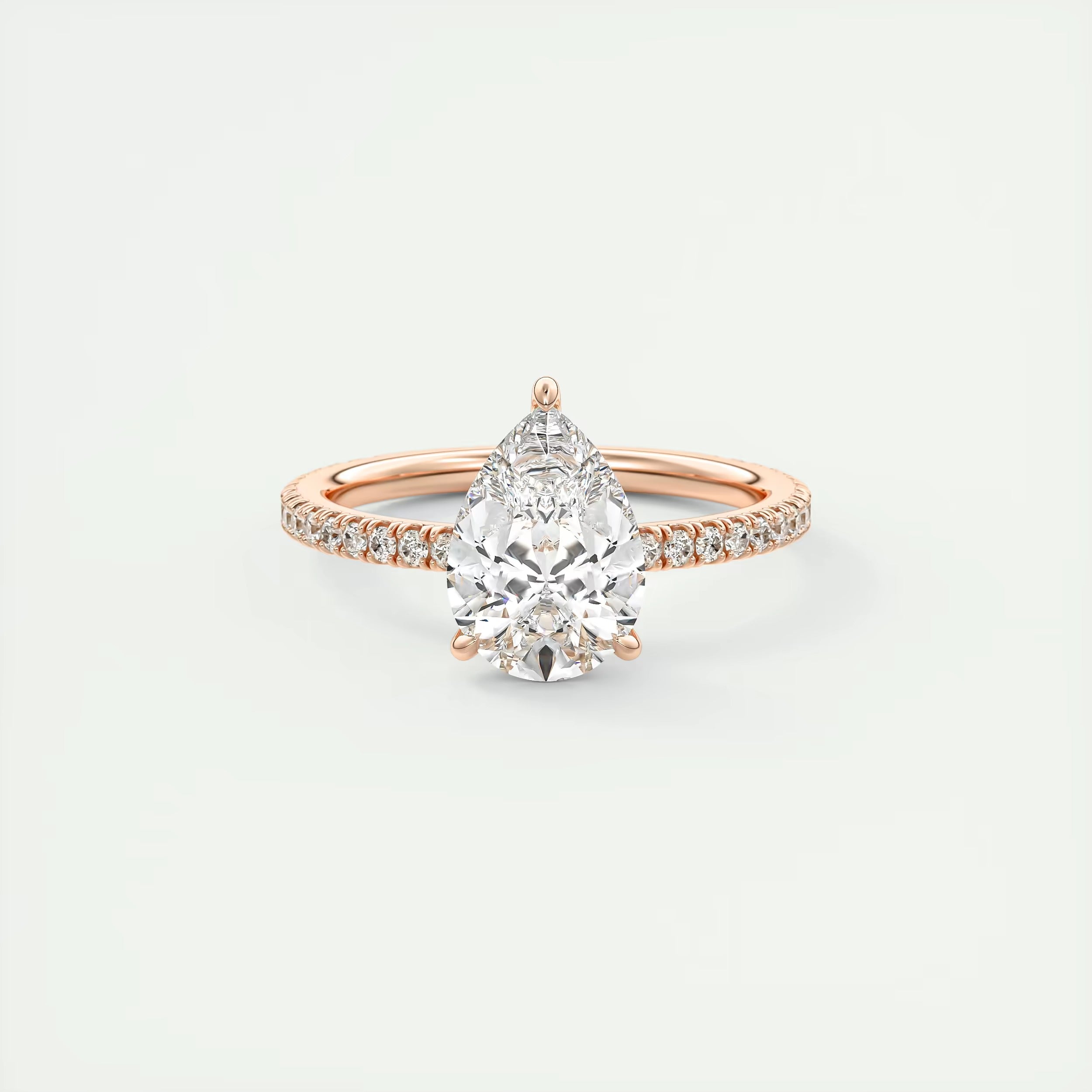 2.25 Ct Harper Pavé Center Stone Pear & Side Stone Round Band Ring