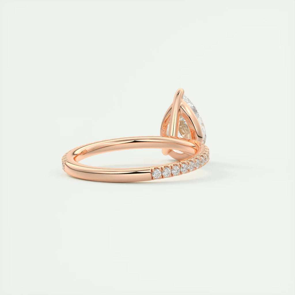 2.25 Ct Harper Pavé Center Stone Pear & Side Stone Round Band Ring