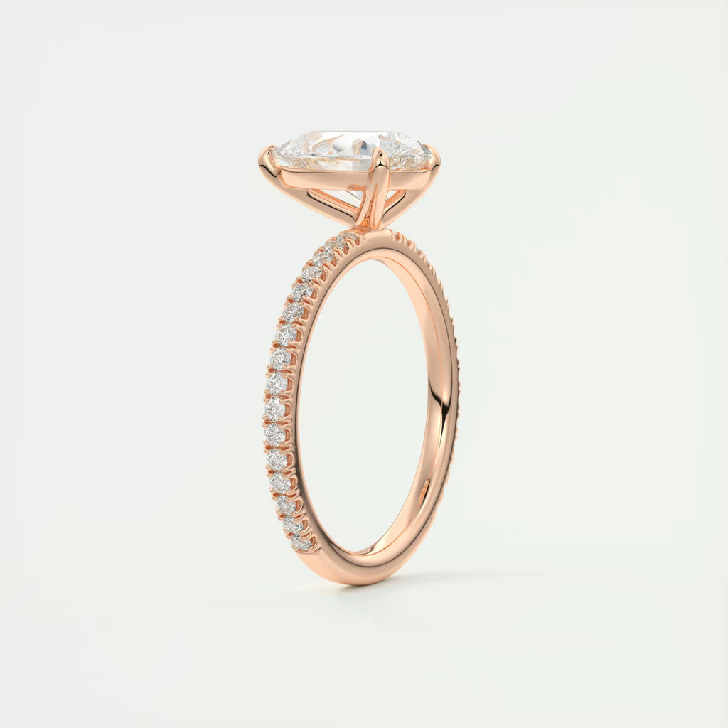 2.25 Ct Harper Pavé Center Stone Pear & Side Stone Round Band Ring