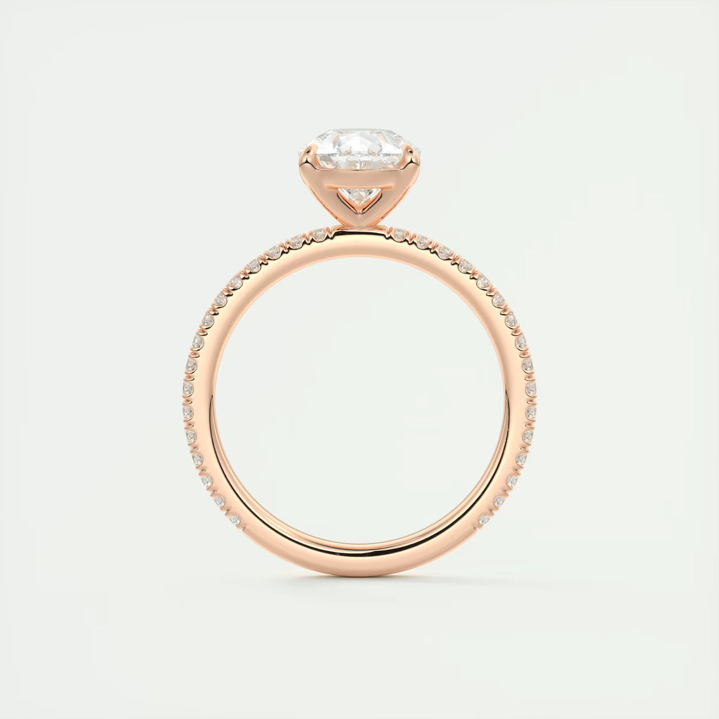 2.25 Ct Harper Pavé Center Stone Pear & Side Stone Round Band Ring