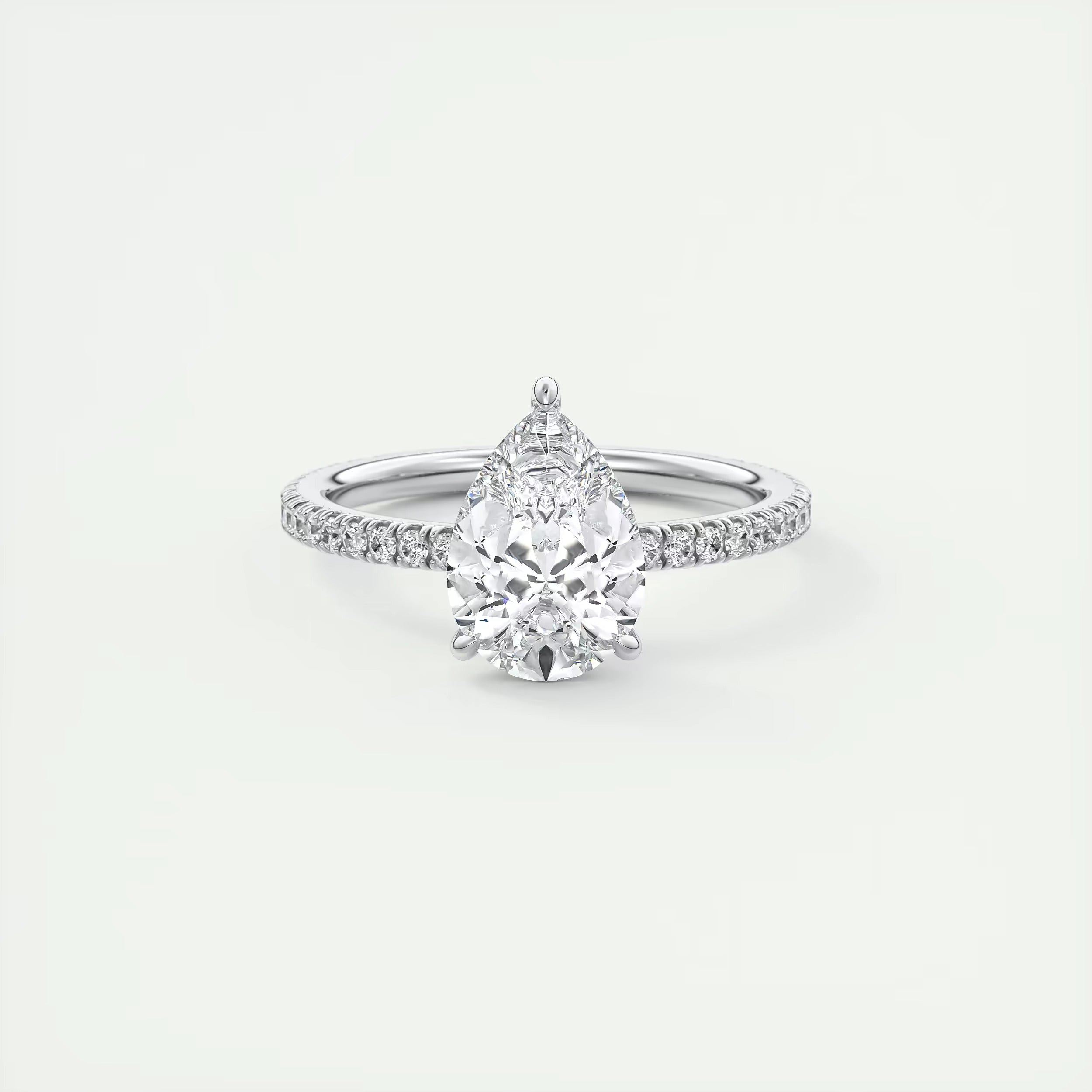 2.25 Ct Harper Pavé Center Stone Pear & Side Stone Round Band Ring