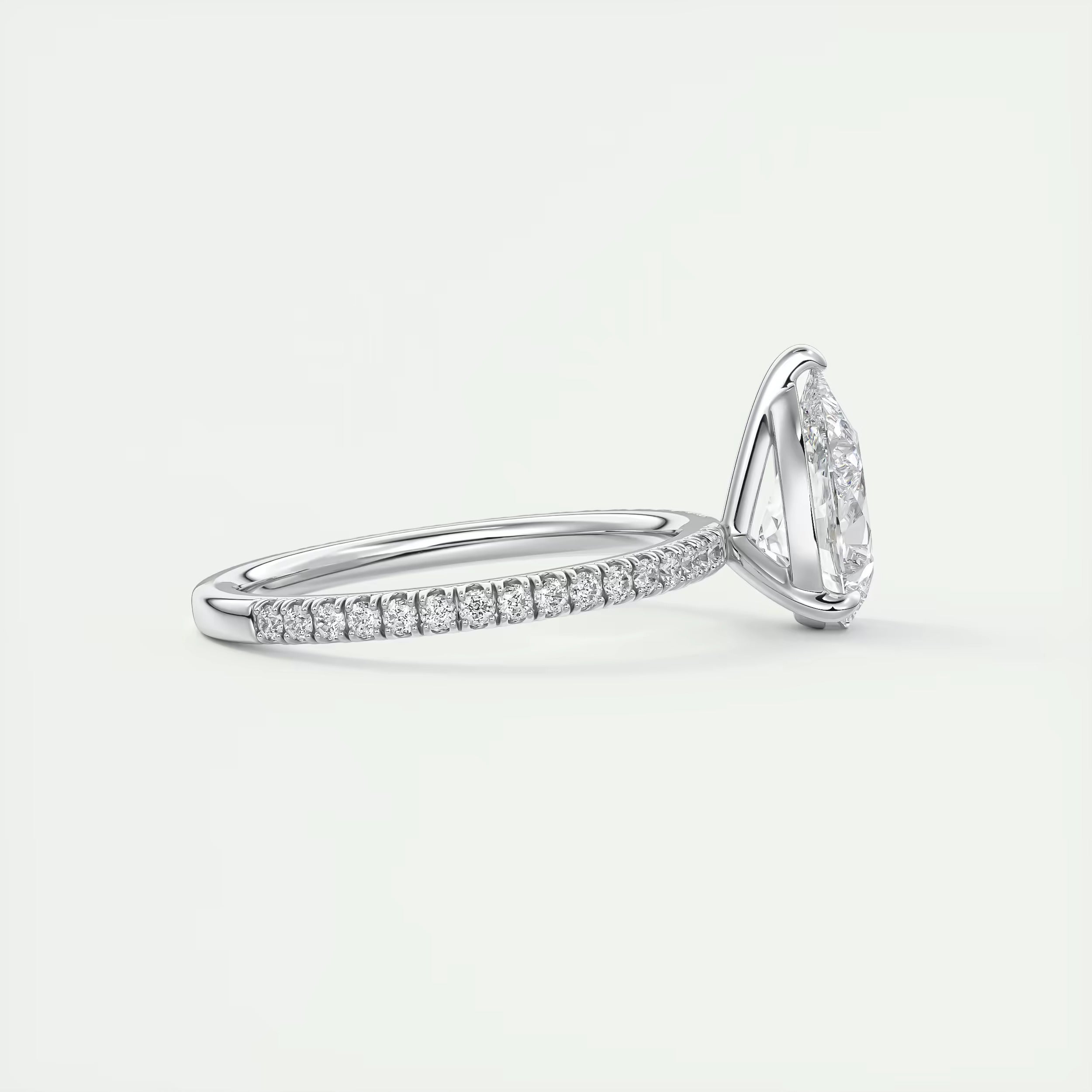 2.25 Ct Harper Pavé Center Stone Pear & Side Stone Round Band Ring