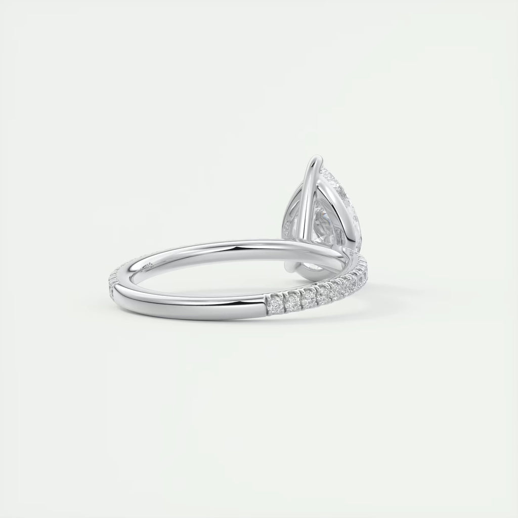 2.25 Ct Harper Pavé Center Stone Pear & Side Stone Round Band Ring