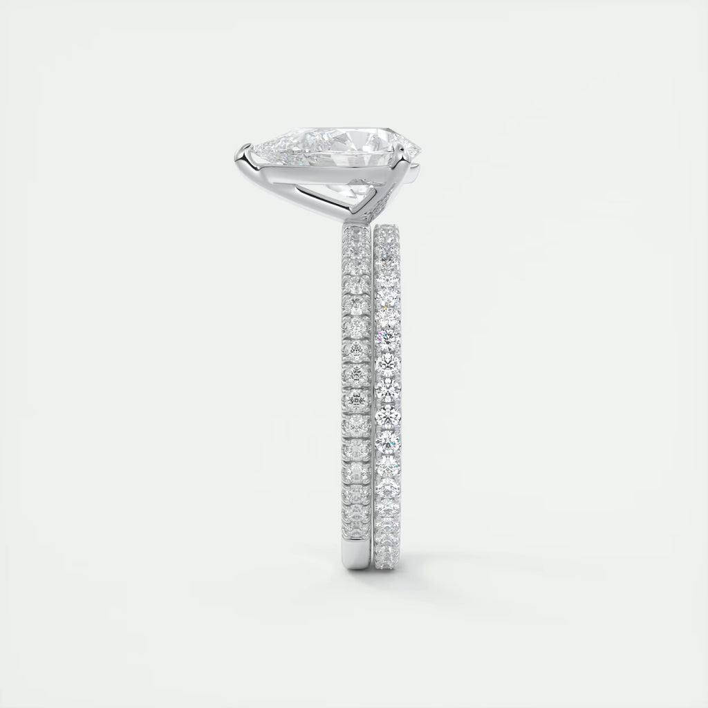 2.25 Ct Harper Pavé Center Stone Pear & Side Stone Round Band Ring