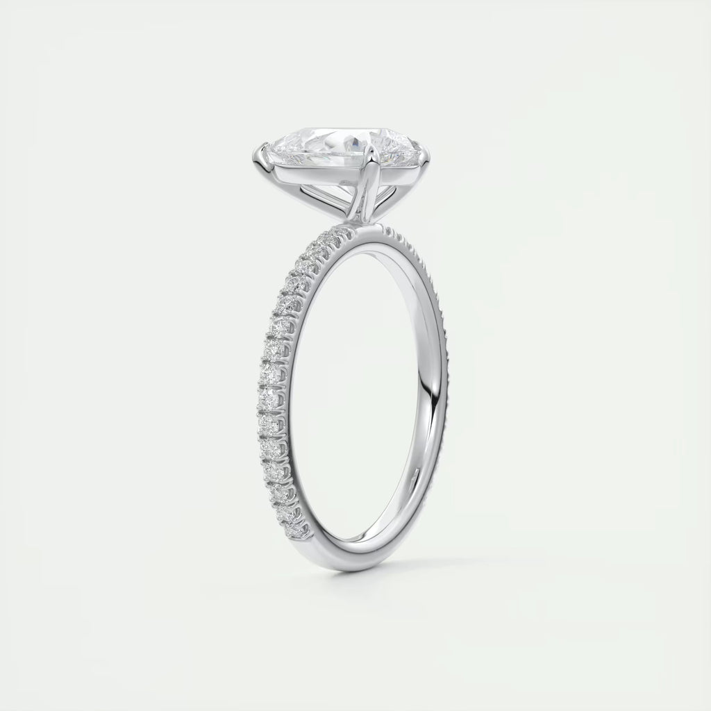 2.25 Ct Harper Pavé Center Stone Pear & Side Stone Round Band Ring