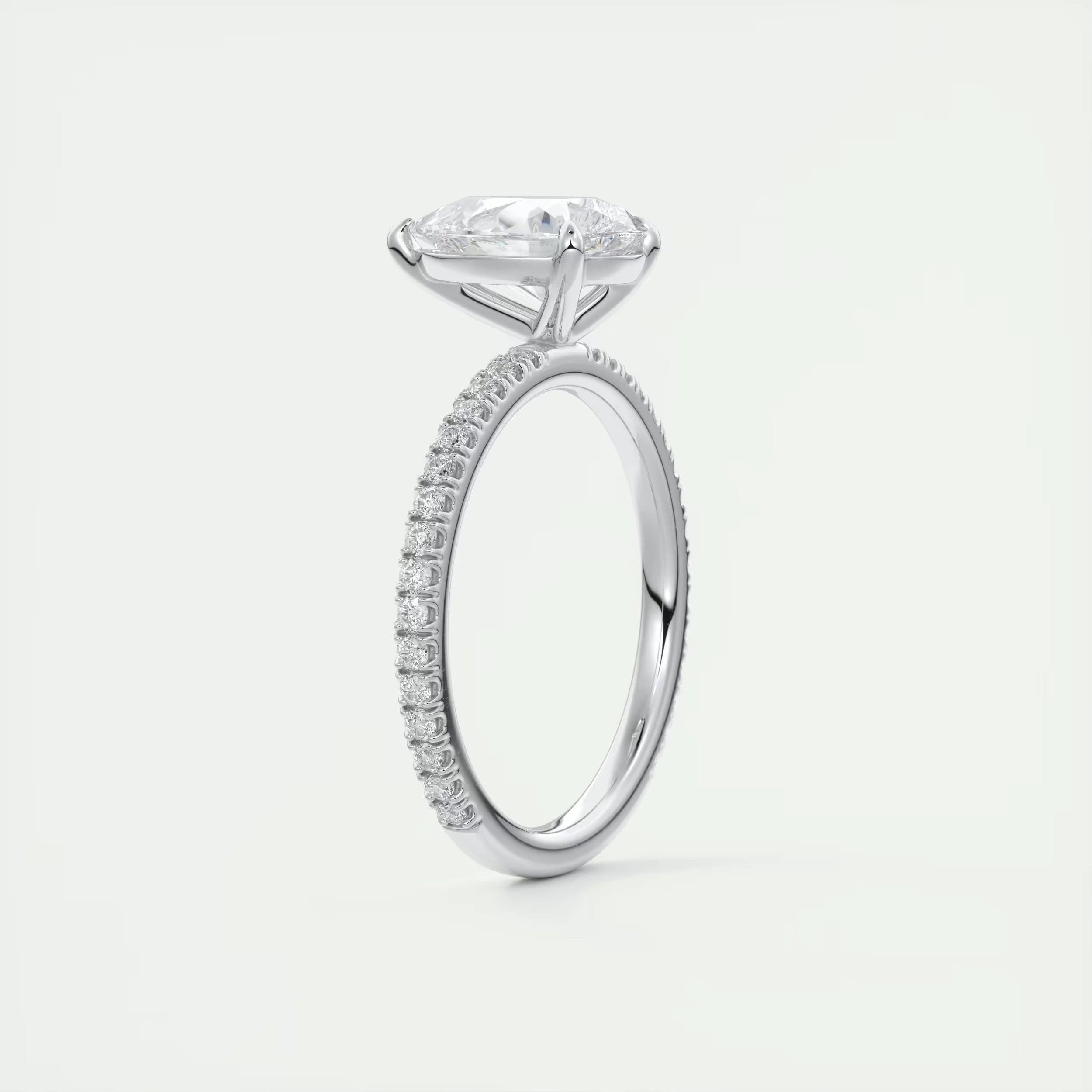 2.25 Ct Harper Pavé Center Stone Pear & Side Stone Round Band Ring