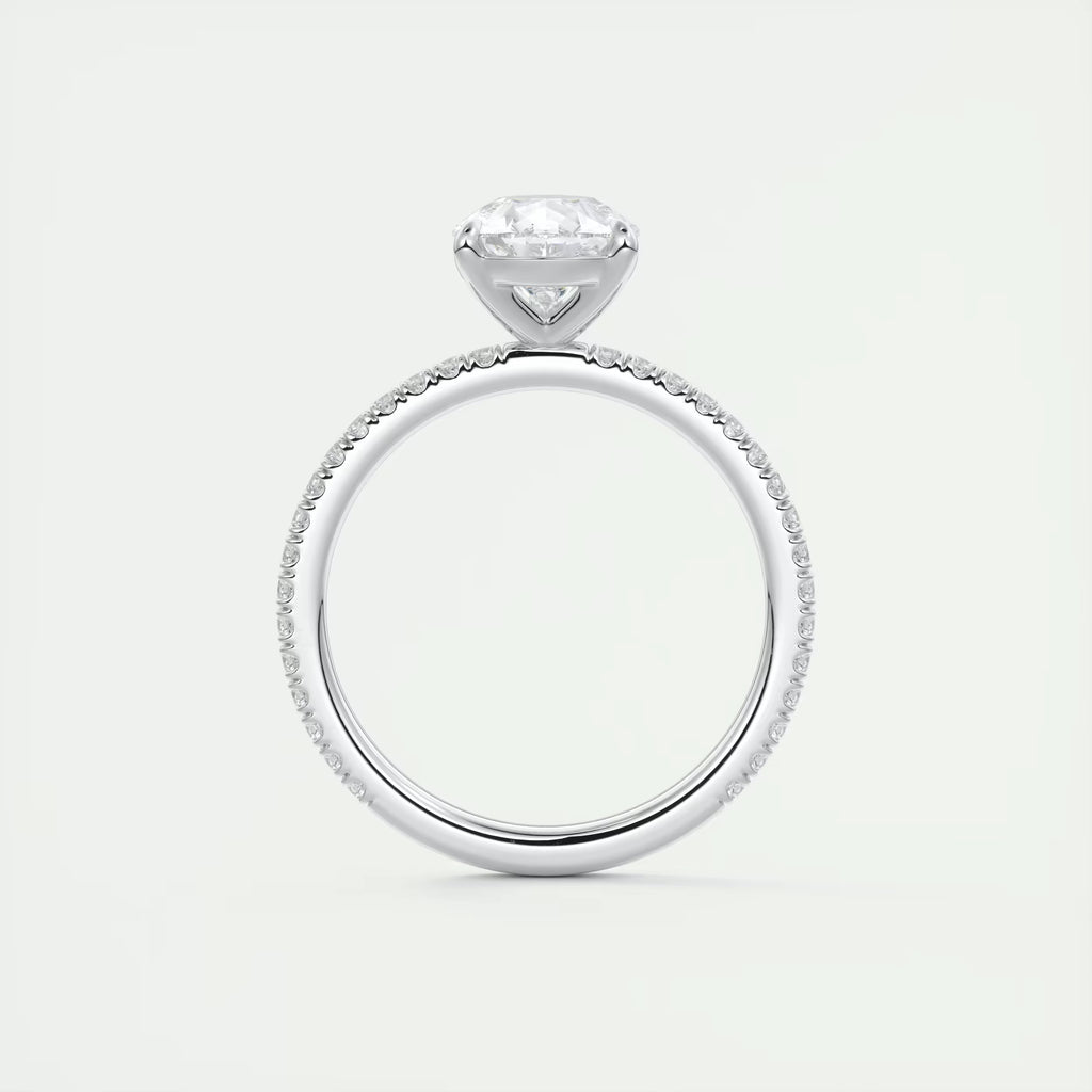 2.25 Ct Harper Pavé Center Stone Pear & Side Stone Round Band Ring