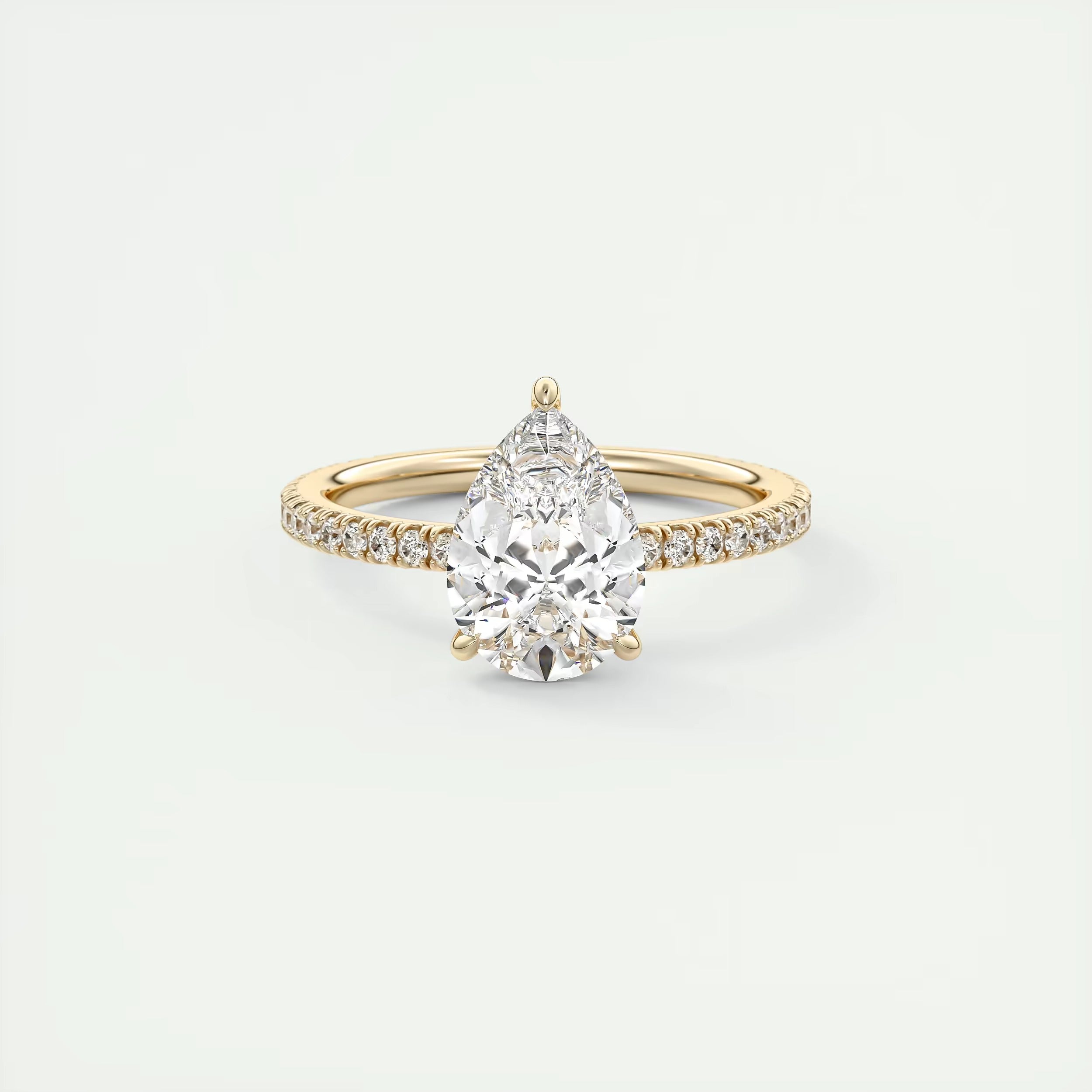 2.25 Ct Harper Pavé Center Stone Pear & Side Stone Round Band Ring