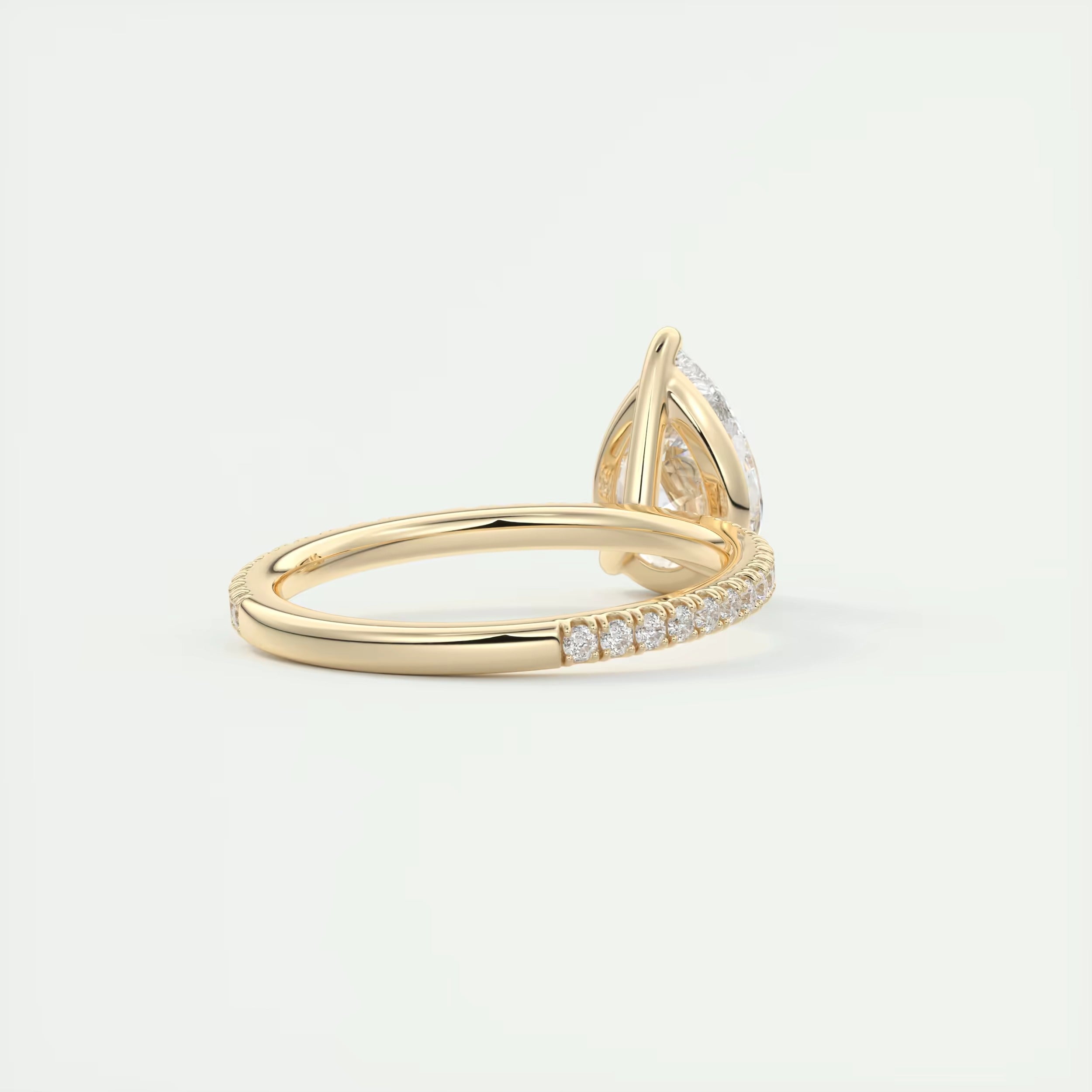 2.25 Ct Harper Pavé Center Stone Pear & Side Stone Round Band Ring