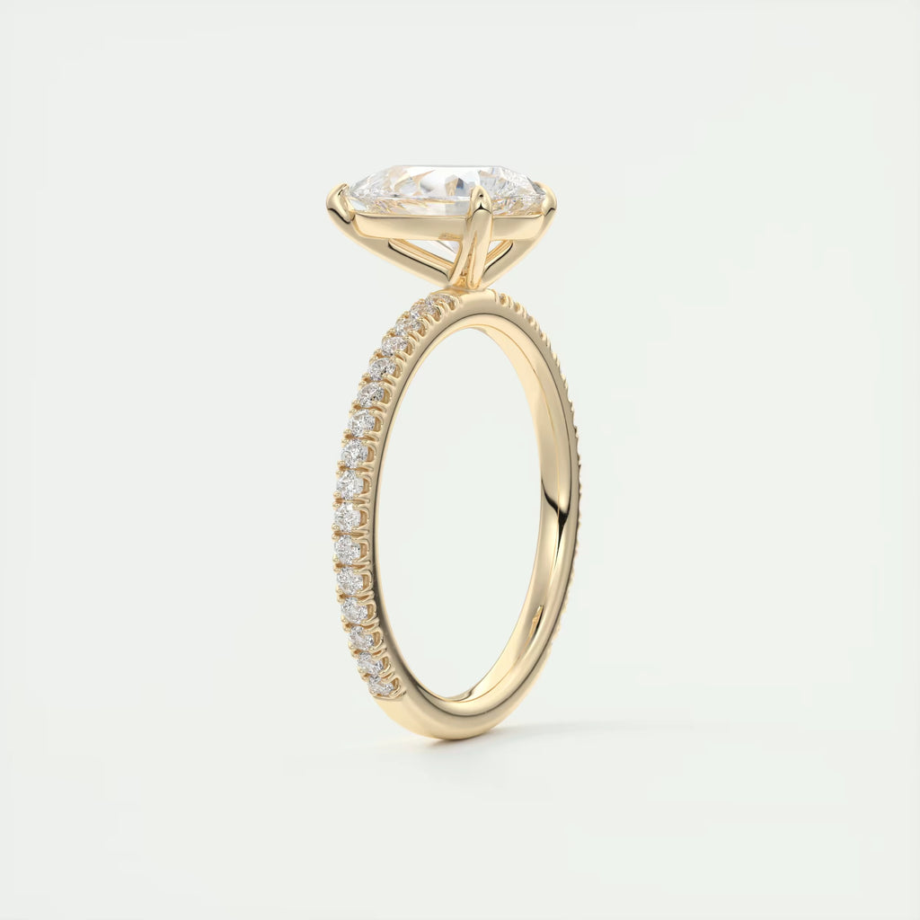 2.25 Ct Harper Pavé Center Stone Pear & Side Stone Round Band Ring