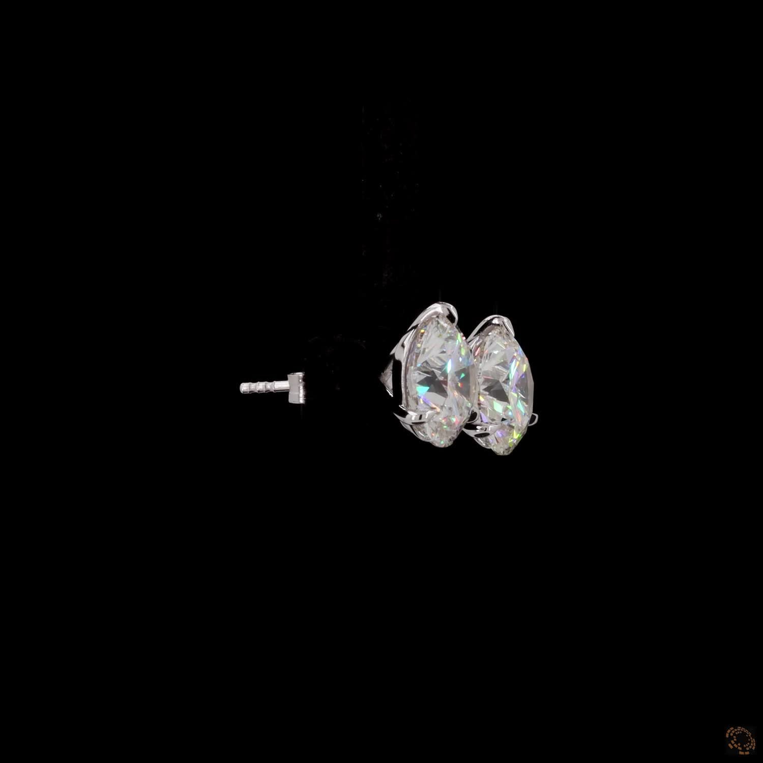 8.15 Prong Martini Round Diamond Stud Earrings in White Gold / Platinum