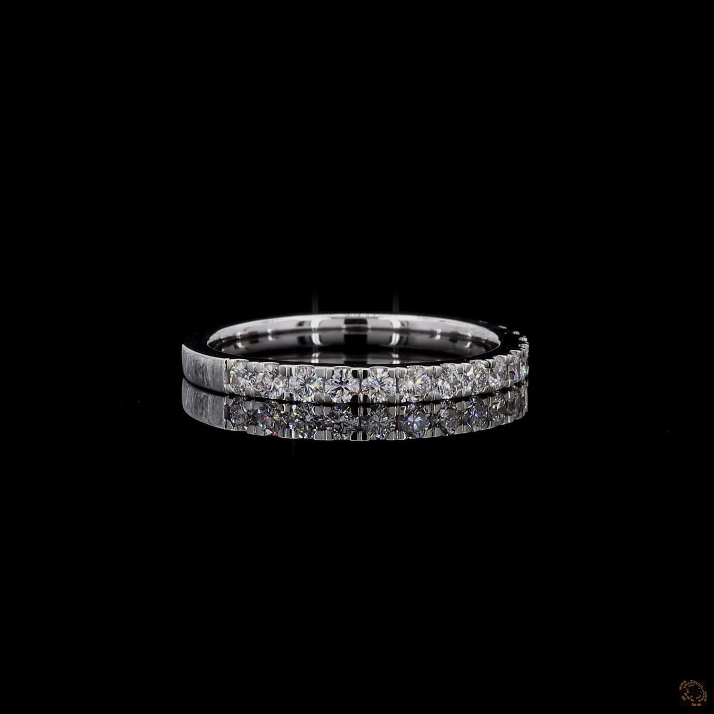 0.37 Ct Wedding Band Ring Round Real Diamond 14k White Gold Plated Silver