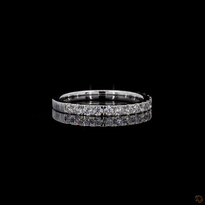 0.37 Ct Wedding Band Ring Round Real Diamond 14k White Gold Plated Silver