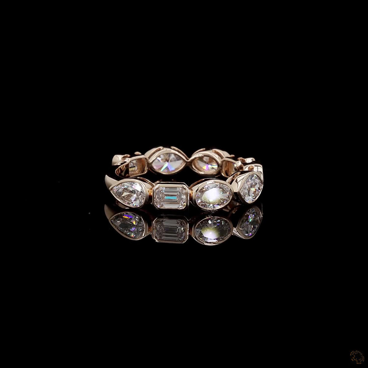 2.77 Ct Celebrate unique individuality with this eclectic multi-shape diamond eternity band ring crafted in warm 14K yellow gold