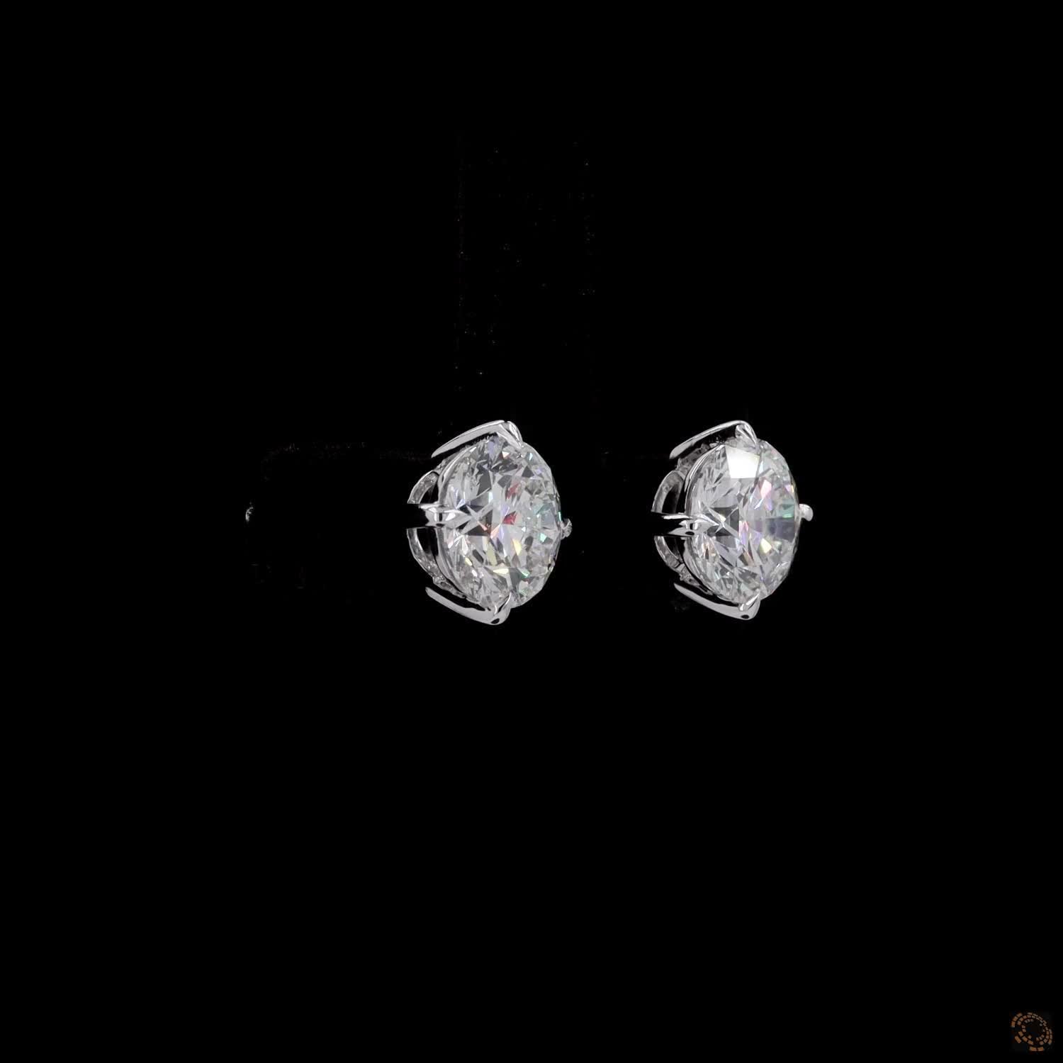 3.08 Ct Round-Cut Diamond Solitaire Stud Earrings in White Gold