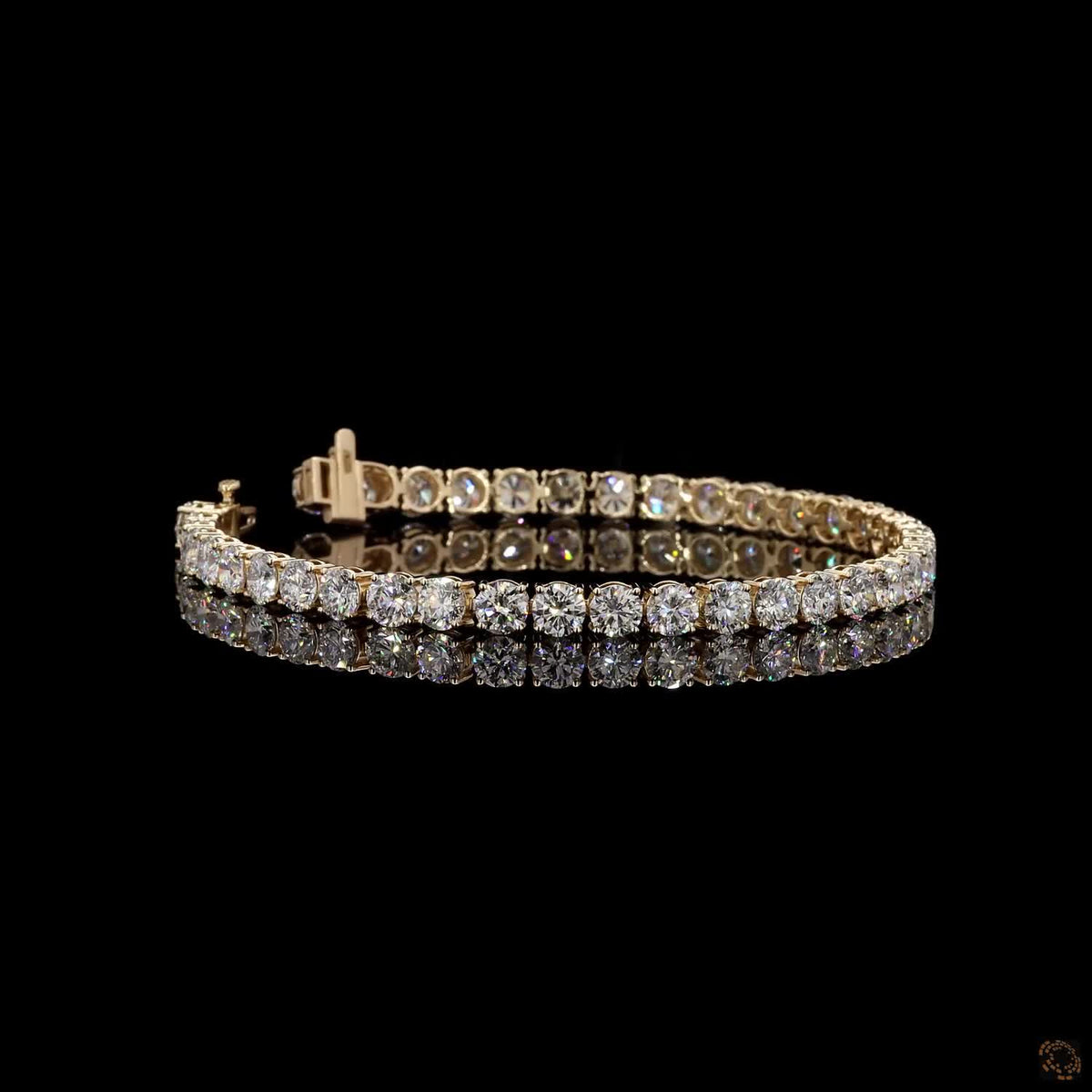 12.63 Ct Yellow Gold Round Tennis Bracelet, Timeless 4-Prong Eternity Line Bracelet, Everyday Layering Fine Jewelry, Gift for Her