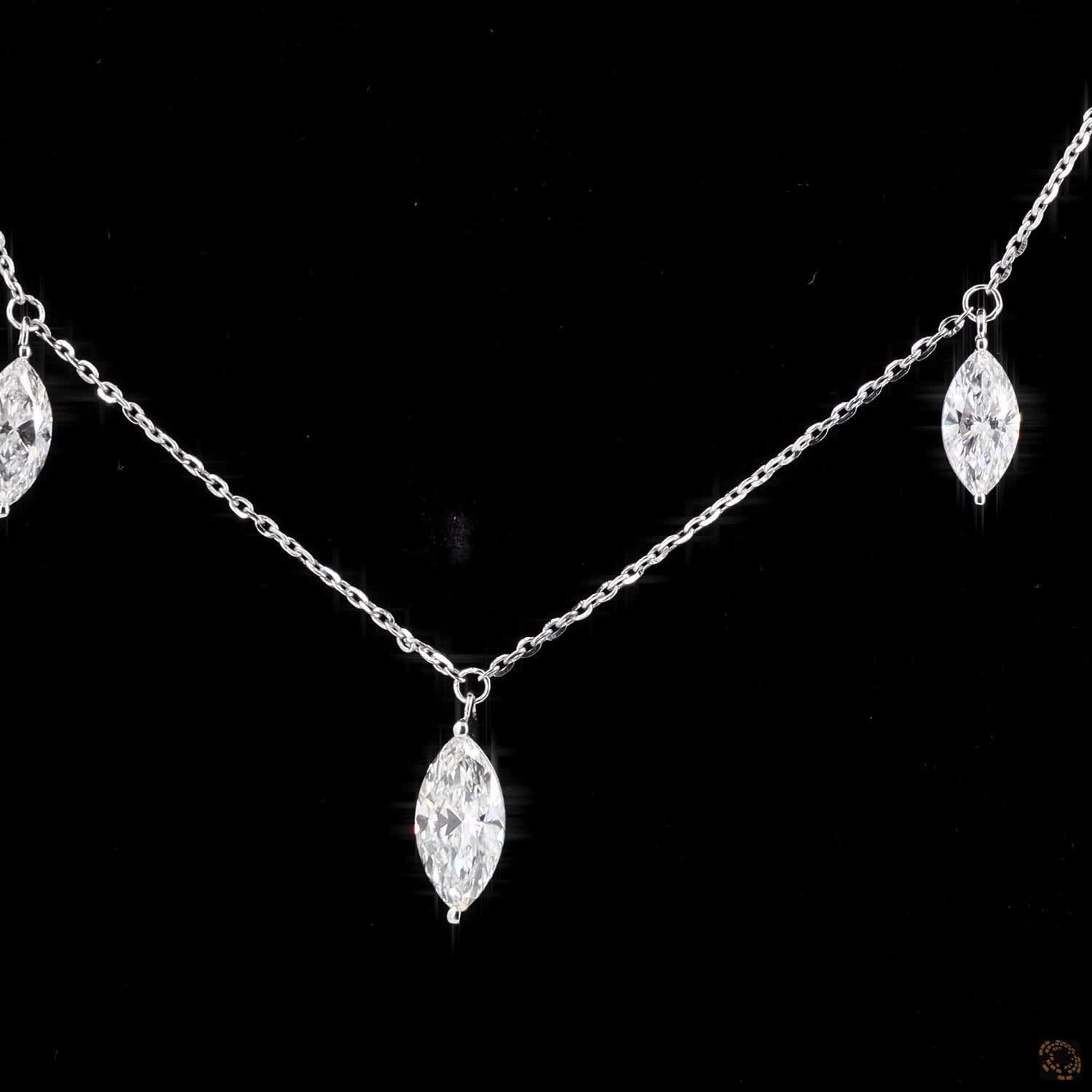 4.35 Ct Multi-Stone Marquise Diamond Drop Charm Fashion Necklace