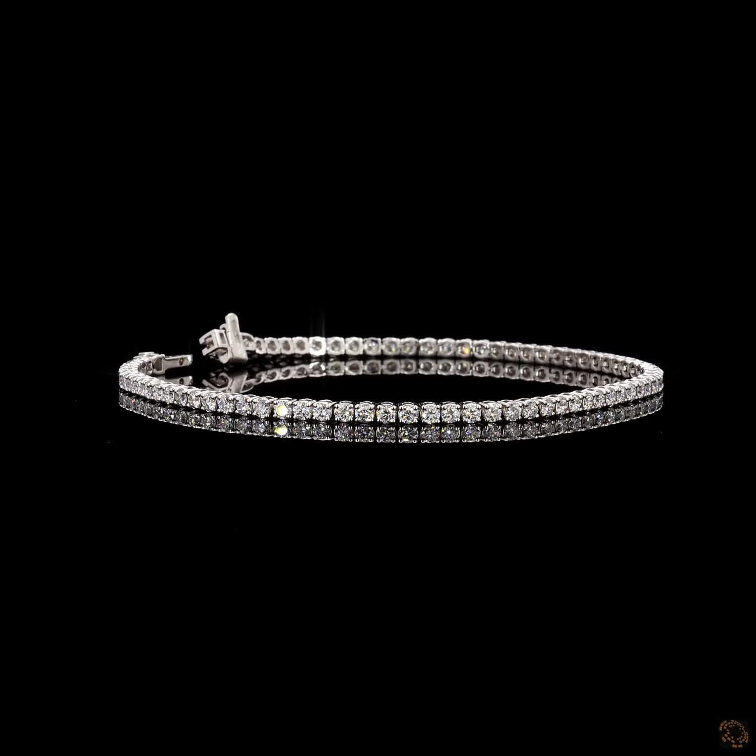 2.53 Ct White Gold Round Cut Tennis Bracelet, Dainty Uniform Eternity Line Bracelet, Elegant Stacking Fine Jewelry Gift for Her
