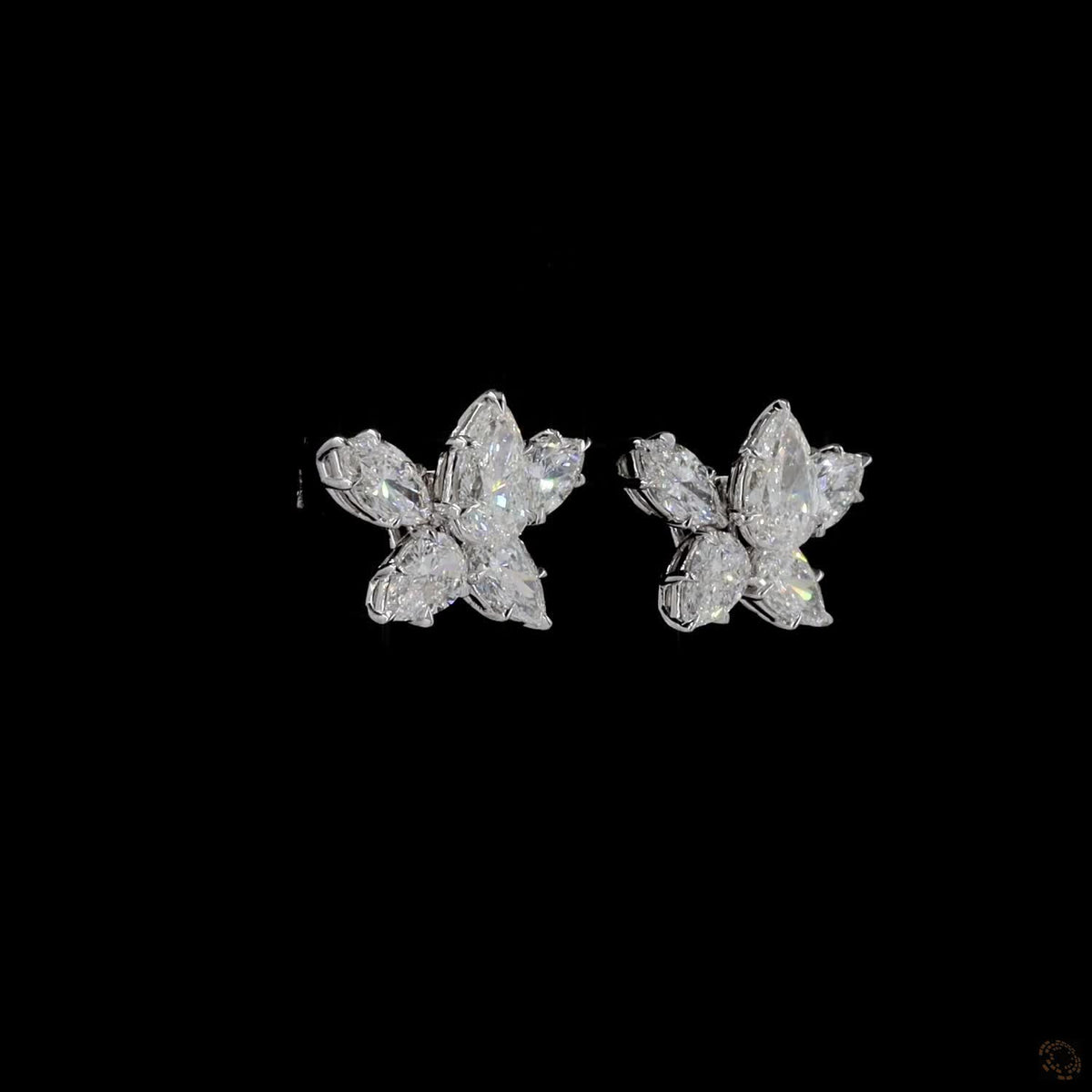 4.49 Ct Pear and Marquise Cut Diamond Flower Cluster Earrings
