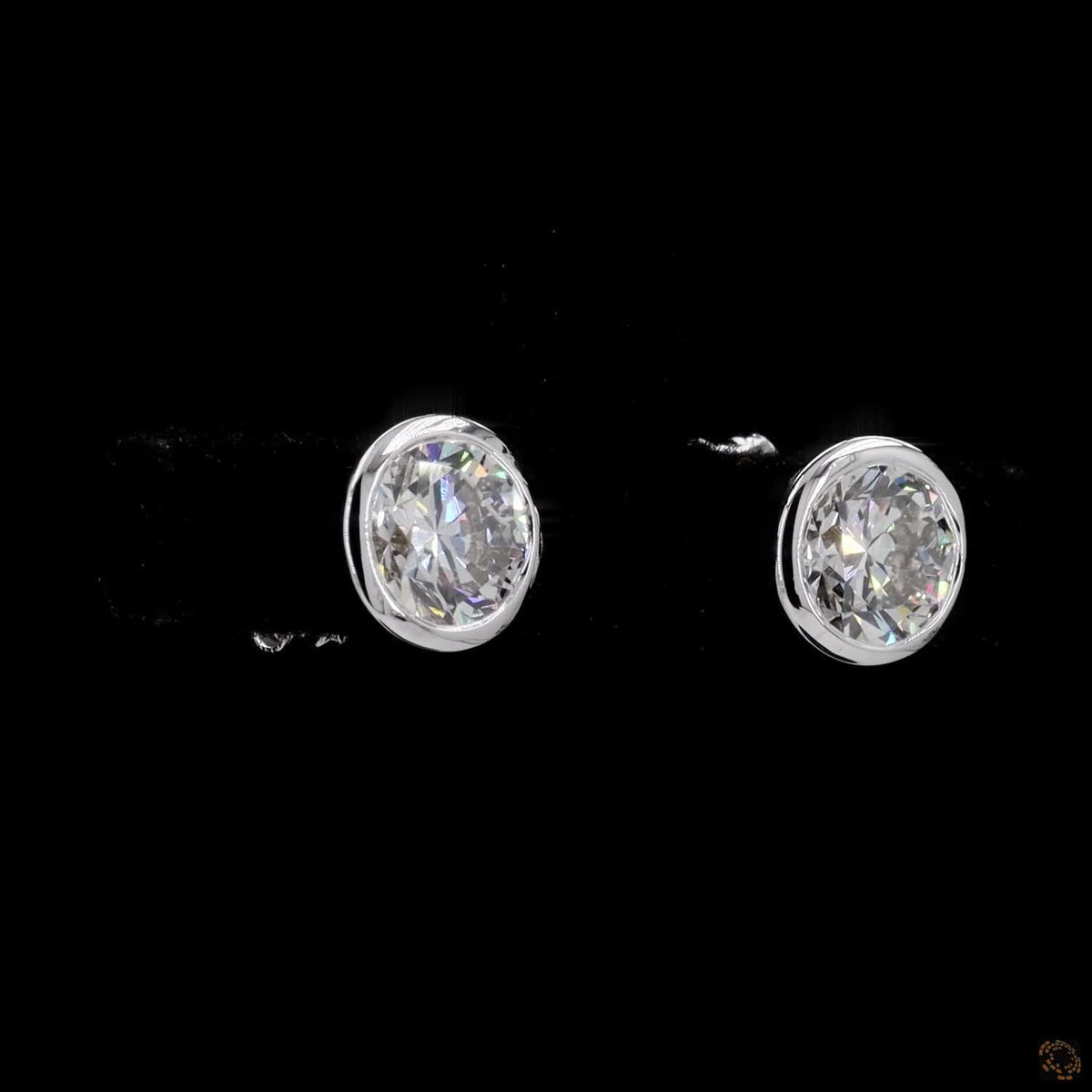 0.54 Ct Solid 14K White Gold Round Brilliant Cut Diamond Full Bezel Solitaire Studs