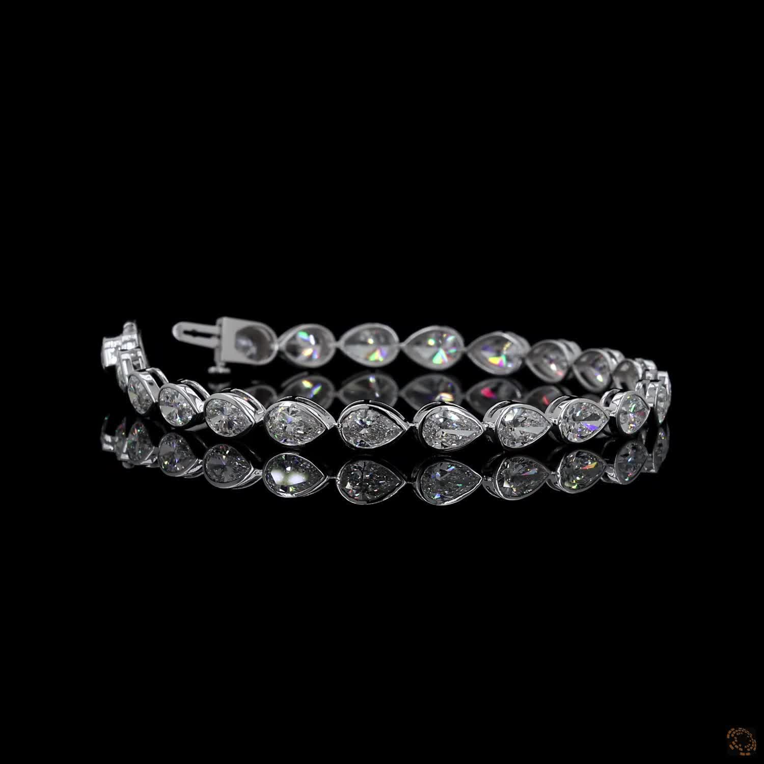 10.67 Ct Pear Cut Diamond Tennis Bracelet, Bezel Set Diamond Bracelet, Teardrop Diamond Bracelet, White Gold Pear Diamond Bracelet, Lab-Grown Pear Tennis Bracelet