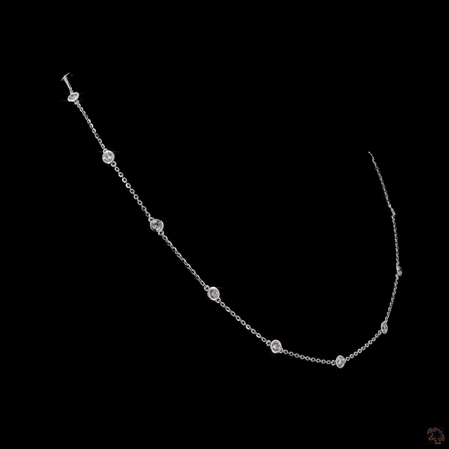 2.01 Ct White Gold Bezel Set Round Diamond Station Fashion Necklace