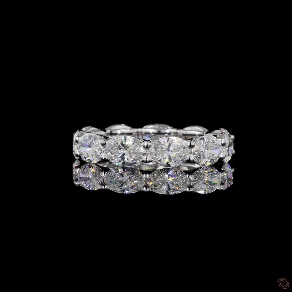 5.23 Ct East West Oval Diamond Eternity Band, Horizontal Oval Cut Wedding Band, East-West Oval Eternity Ring, Scalloped Basket Oval Band