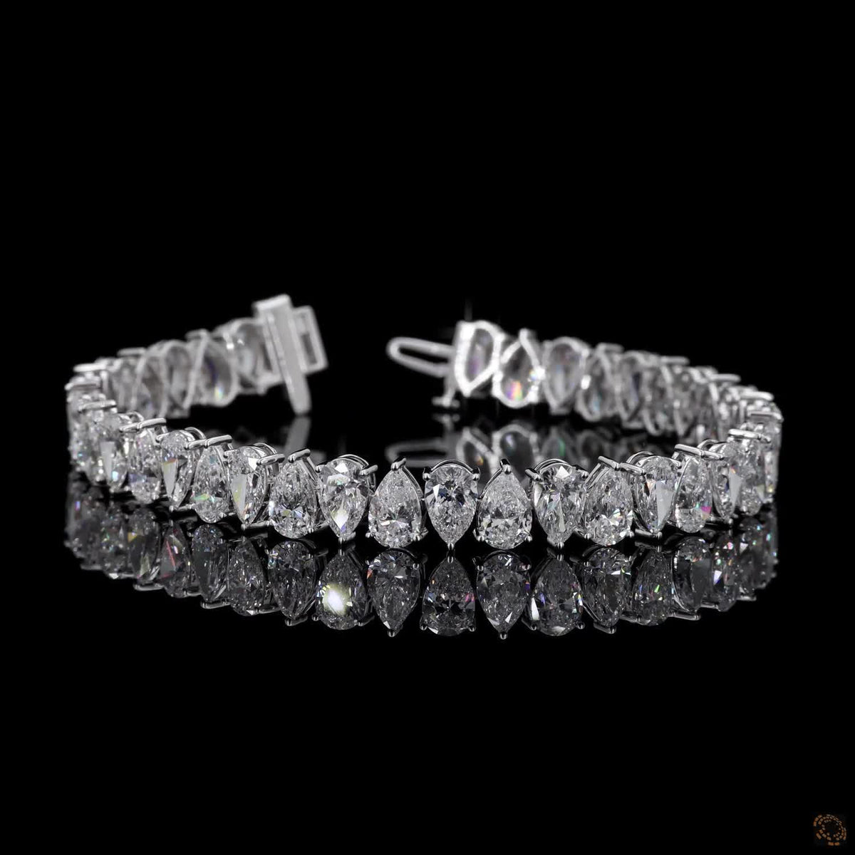 10.12 Ct  Pear Cut Diamond Tennis Bracelet in White Gold