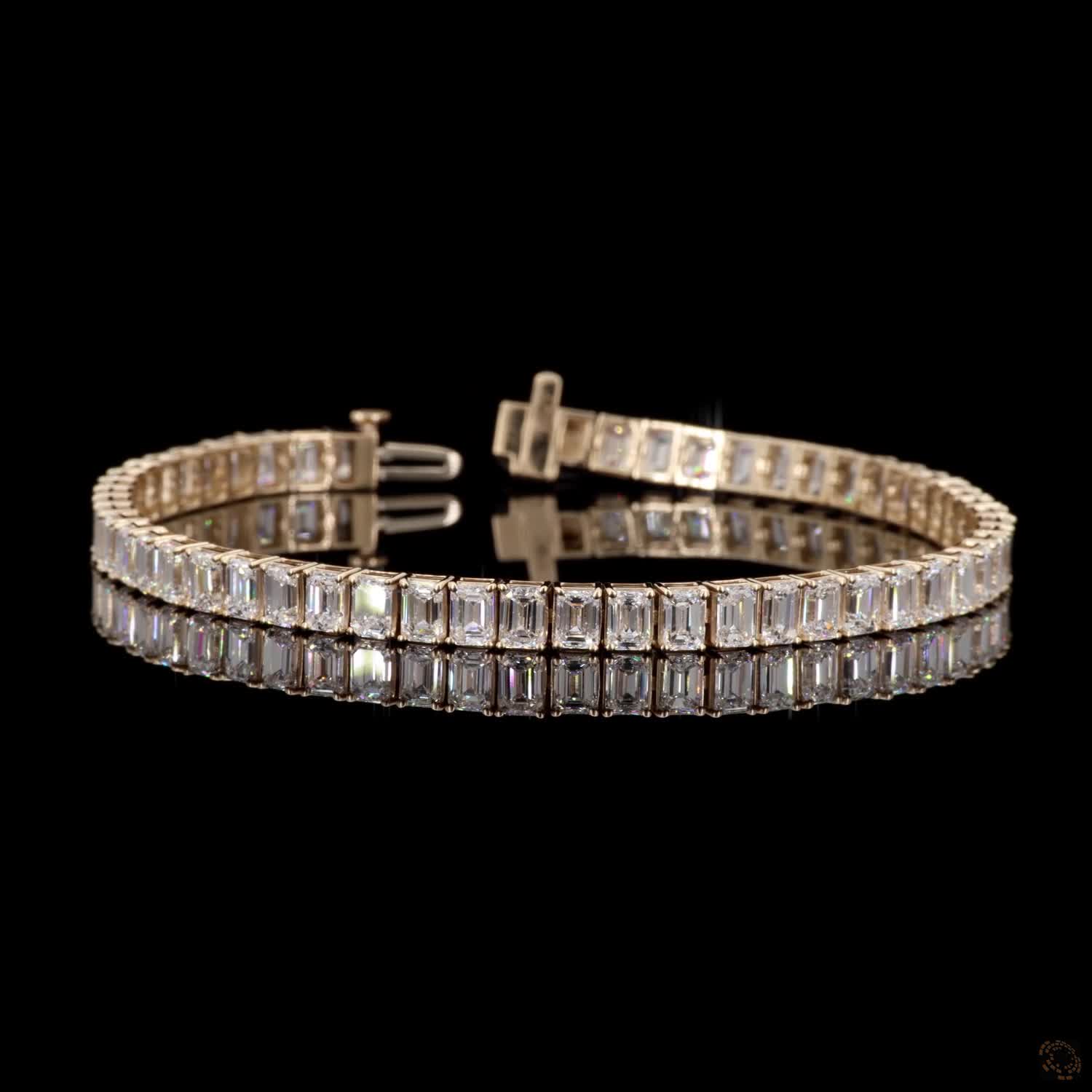 12.28 Ct Luxury Emerald-Cut Crystal Tennis Bracelet for Women | Elegant Sparkling Link Bracelet