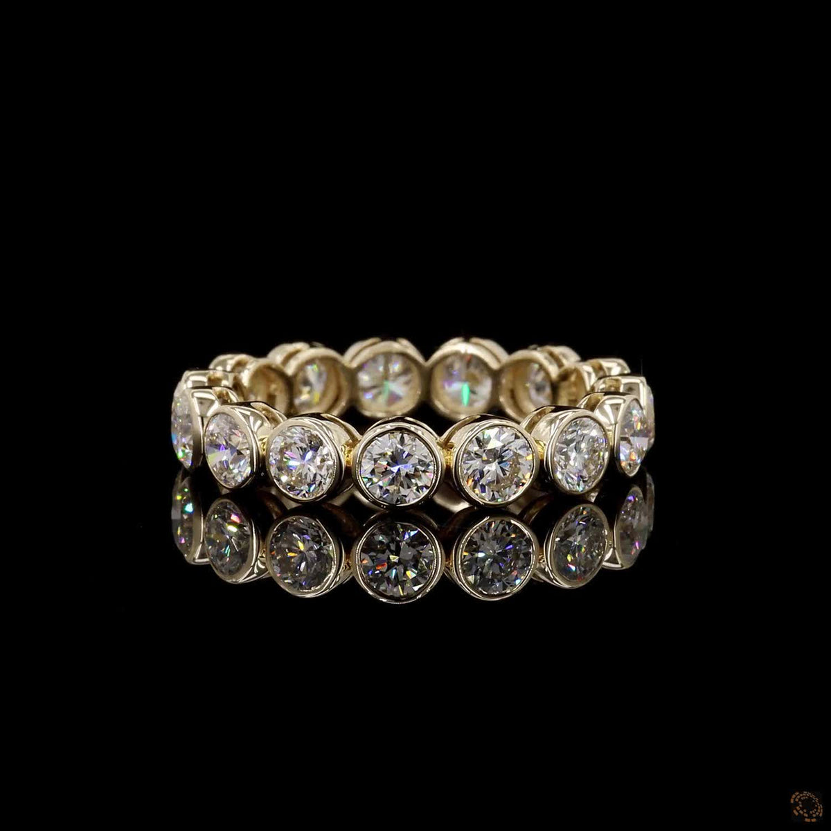 2.79 Ct Round Cut Diamond Bezel Eternity Band – 14KYellow Gold Floating Bezel Wedding Ring