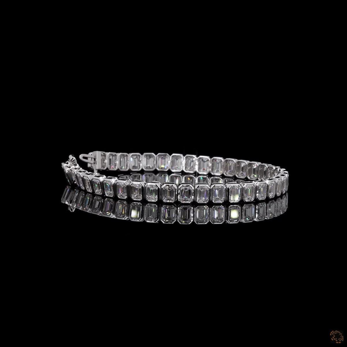 15.37 Ct Silver Rectangular Crystal Tennis Bracelet for Women – Elegant Sparkling Link Bracelet