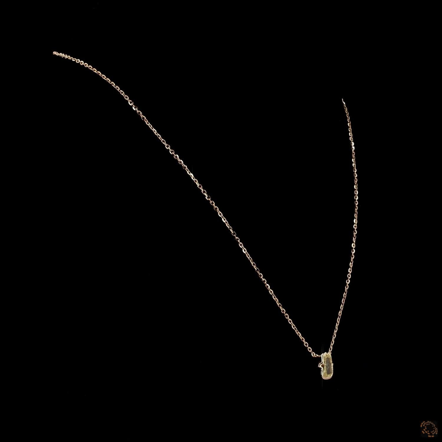 1.36 Ct Bezel-Set Fancy Yellow Diamond Hamsa Solitaire Necklace | Minimalist Gold Cable Chain Pendant