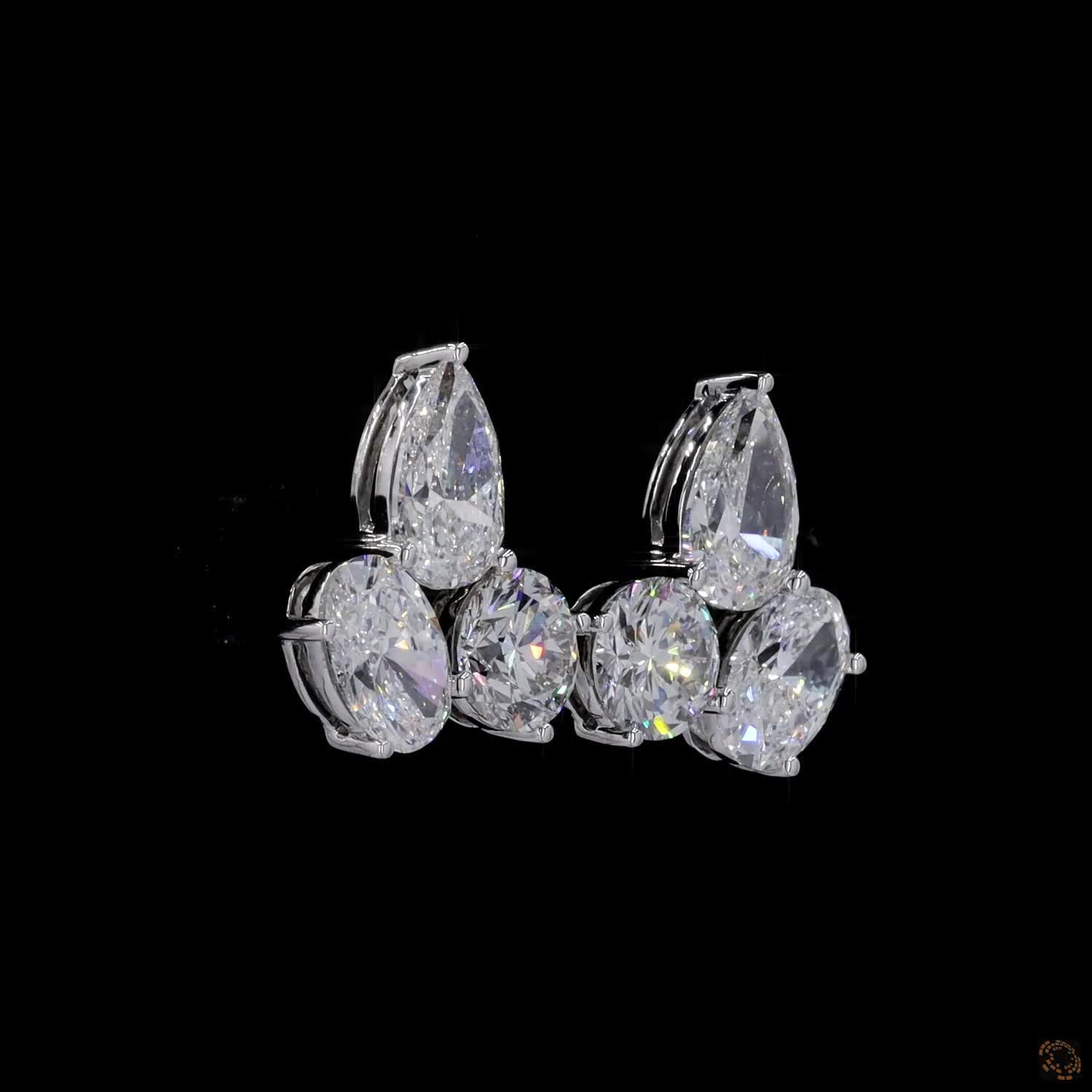6.43 Cts Mixed Diamond Shape With Cluster Earrings