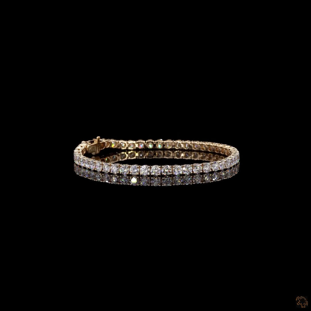 5.95Ct Diamond Tennis Bracelet Round 14K Yellow Gold